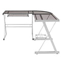 51x22 Wide Glass and Steel L Shaped Computer Desk Smoke with Silver V930336