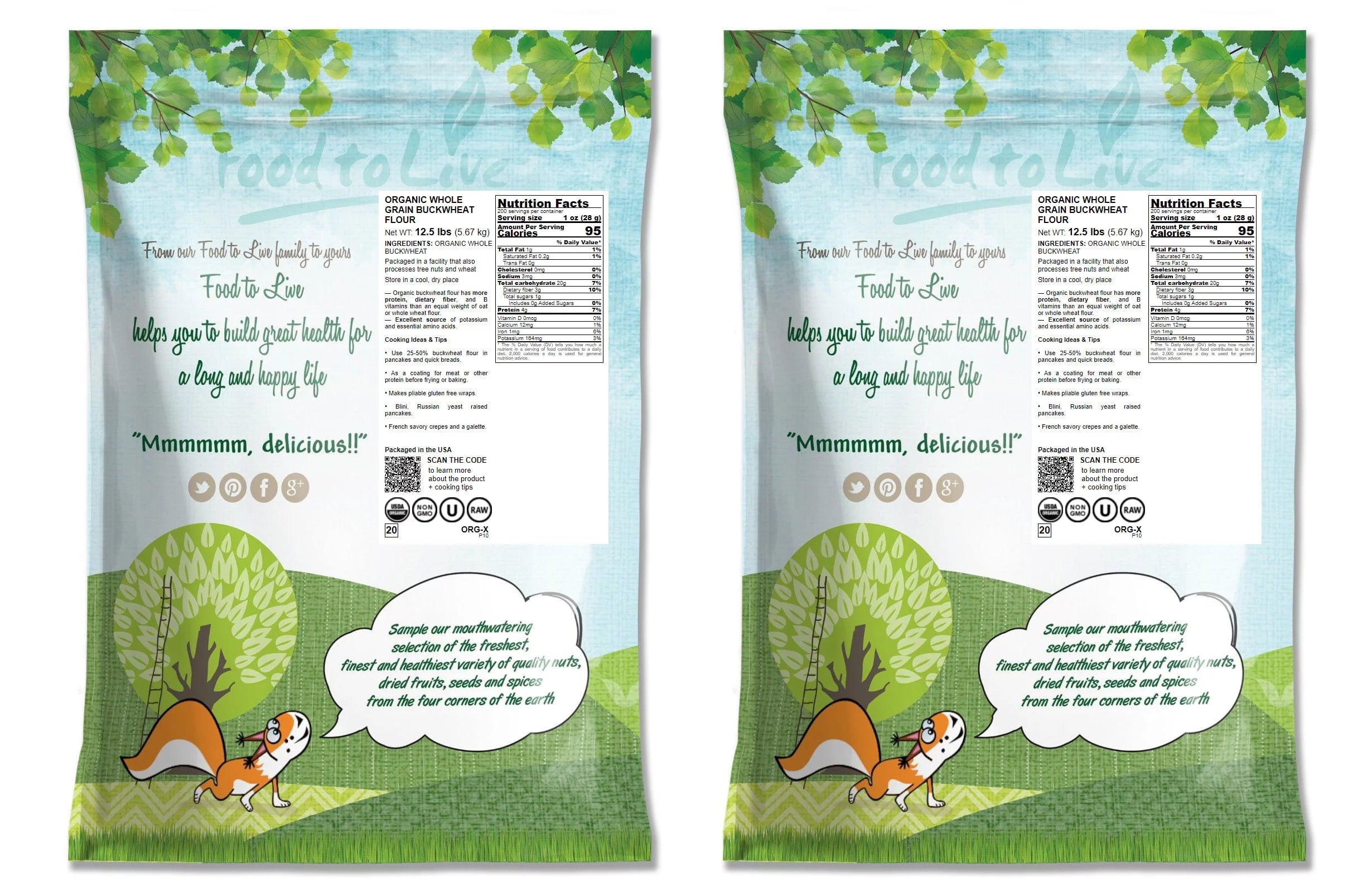 25 Pounds Organic Whole Grain Buckwheat Flour C810