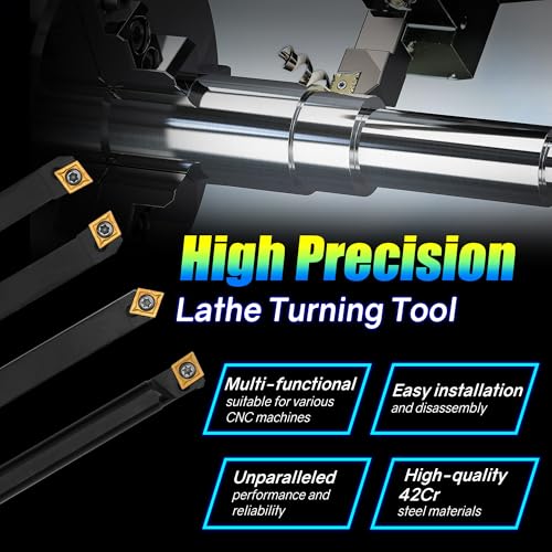 21Pcs 3/8'' 10mm Shank Carbide Turning Tool Set with 14Pcs Inserts W293330