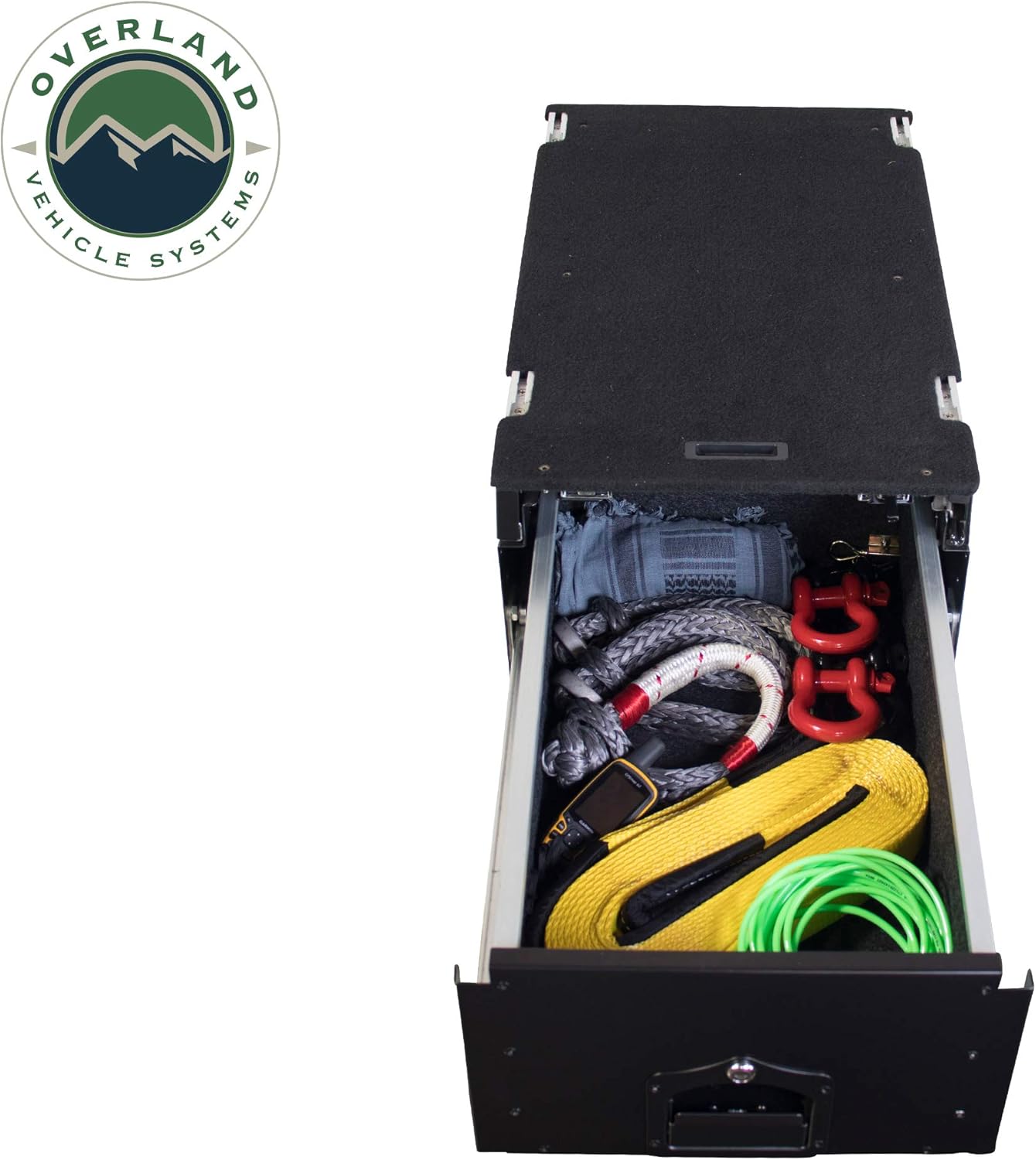 Black Powder Coat Cargo Box With Slide Out Drawer & Working Station S1052