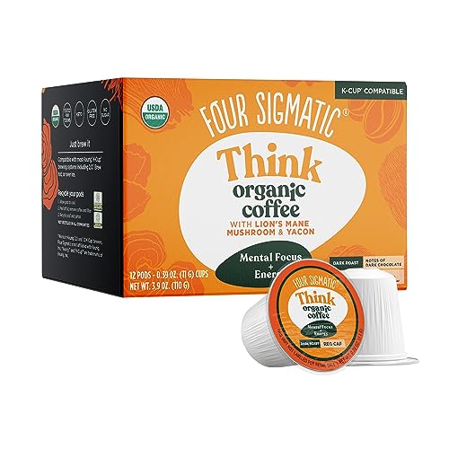 Organic Dark Roast Coffee with Lion’s Mane Mushroom Powder, 24 Count V338554