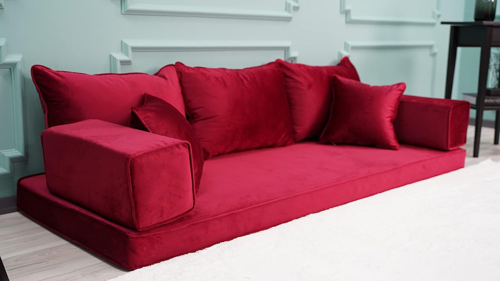Red Velvet Floor Sofa Q81282