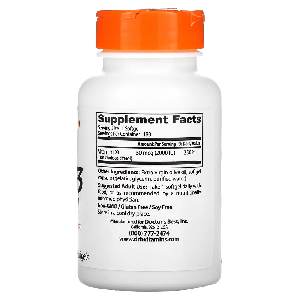 Vitamin D3 50 mcg 180 Softgels Pack of 4 B253