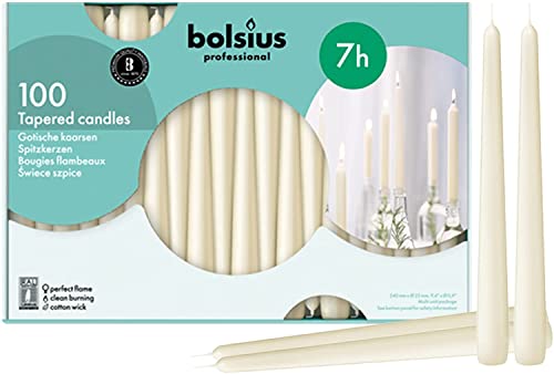 Ivory Taper Candles 100 Count 10 Inch Cotton Wick H951506