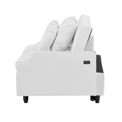 Beige Convertible Sofa Bed with Pull-Out Bed S747