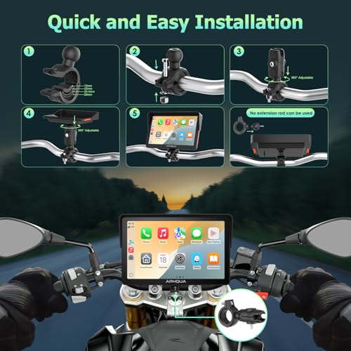 7-Inch Motorcycle GPS Navigation System with Apple CarPlay & Android Auto, Waterproof Touchscreen, Bluetooth, IP67 Waterproof Q439