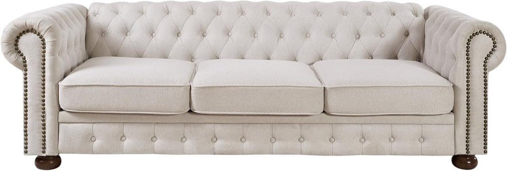 Beige Linen Chesterfield Sofa O903