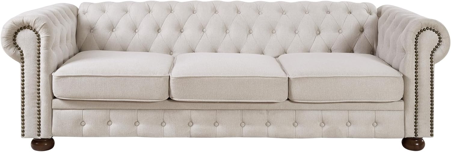Beige Linen Chesterfield Sofa O903