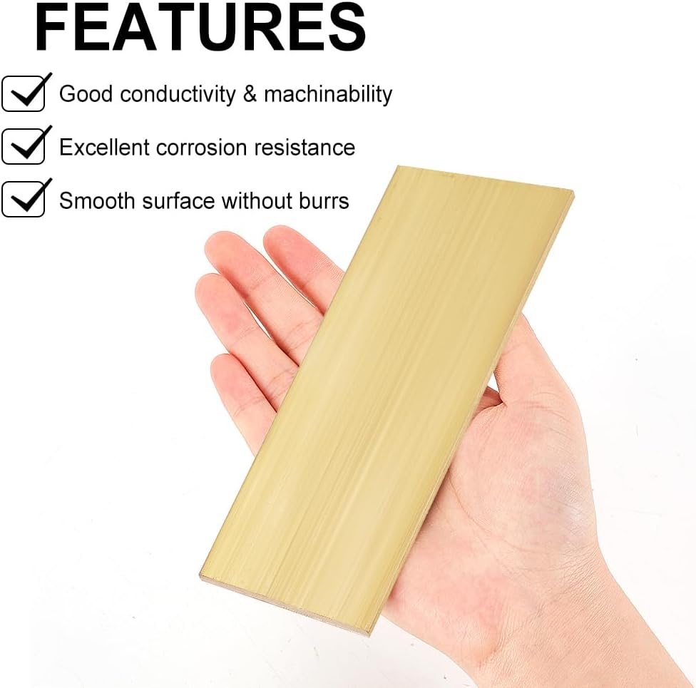 Rectangle Brass Sheet 6 Inch Length x 2 Inch Width x 1/8 Inch Thick Gold D996895
