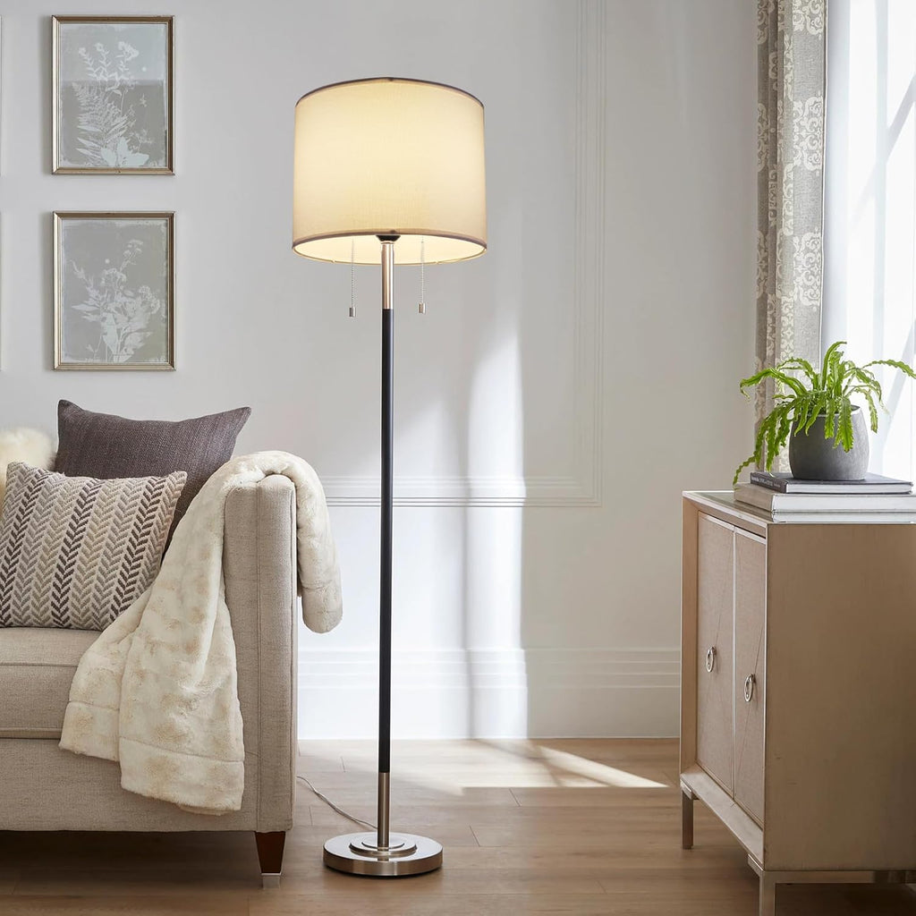 Set of 2 White Fabric Drum Lamp Shades, 12" x 12" x 8" J134