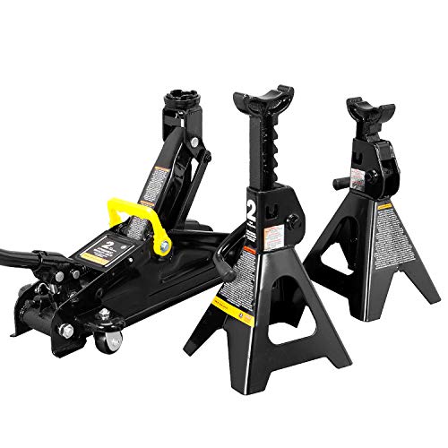 2 Ton Hydraulic Floor Jack Combo with 2 Jack Stands, Black G7419