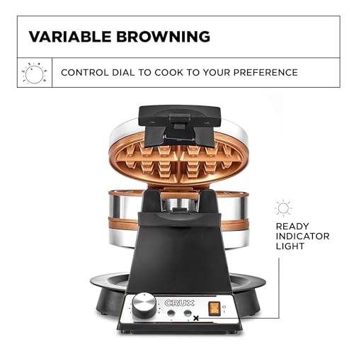 Double Rotating Belgian Waffle Maker with Nonstick Copper Plates Q9275