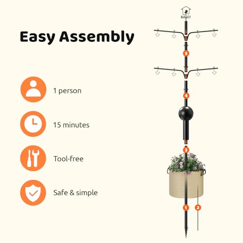 108 Inch Rust-Proof Bird Feeder Pole with Squirrel Baffle L5438