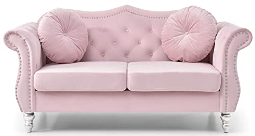 Pink Velvet Loveseat W73244