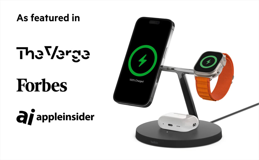 Black 3-in-1 Wireless Charging Stand for iPhone, Apple Watch, AirPods D26738