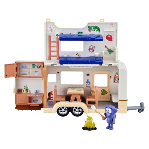 Bluey Caravan Playset with 2.5-3 inch Figures, Camper Van, 2 Figures, 5 Accessories, 1 Sticker Q216