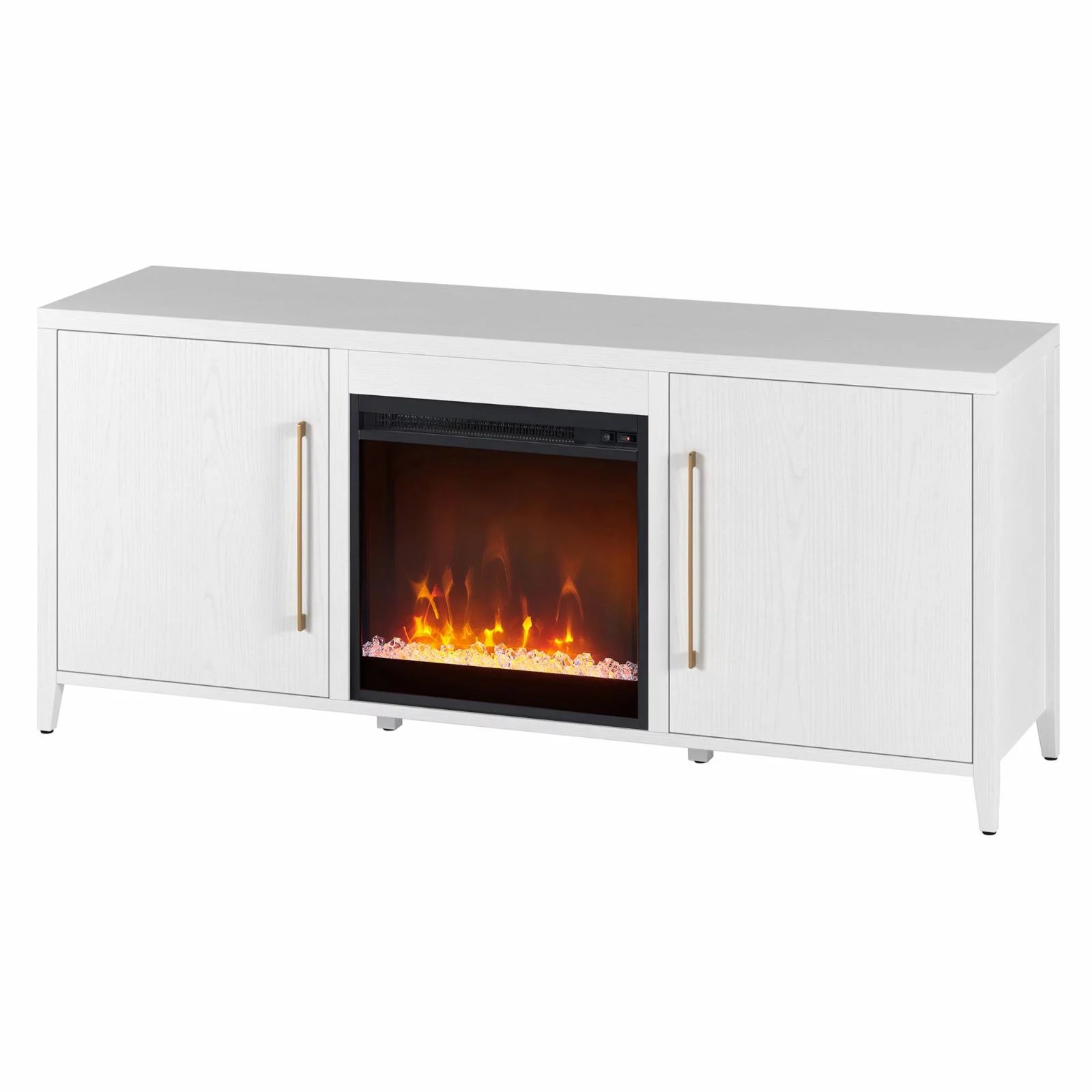 White Rectangular TV Stand with Fireplace F966327
