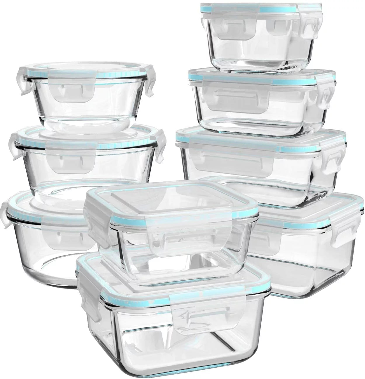 9 Pc Glass Food Storage Containers with Lids N2271