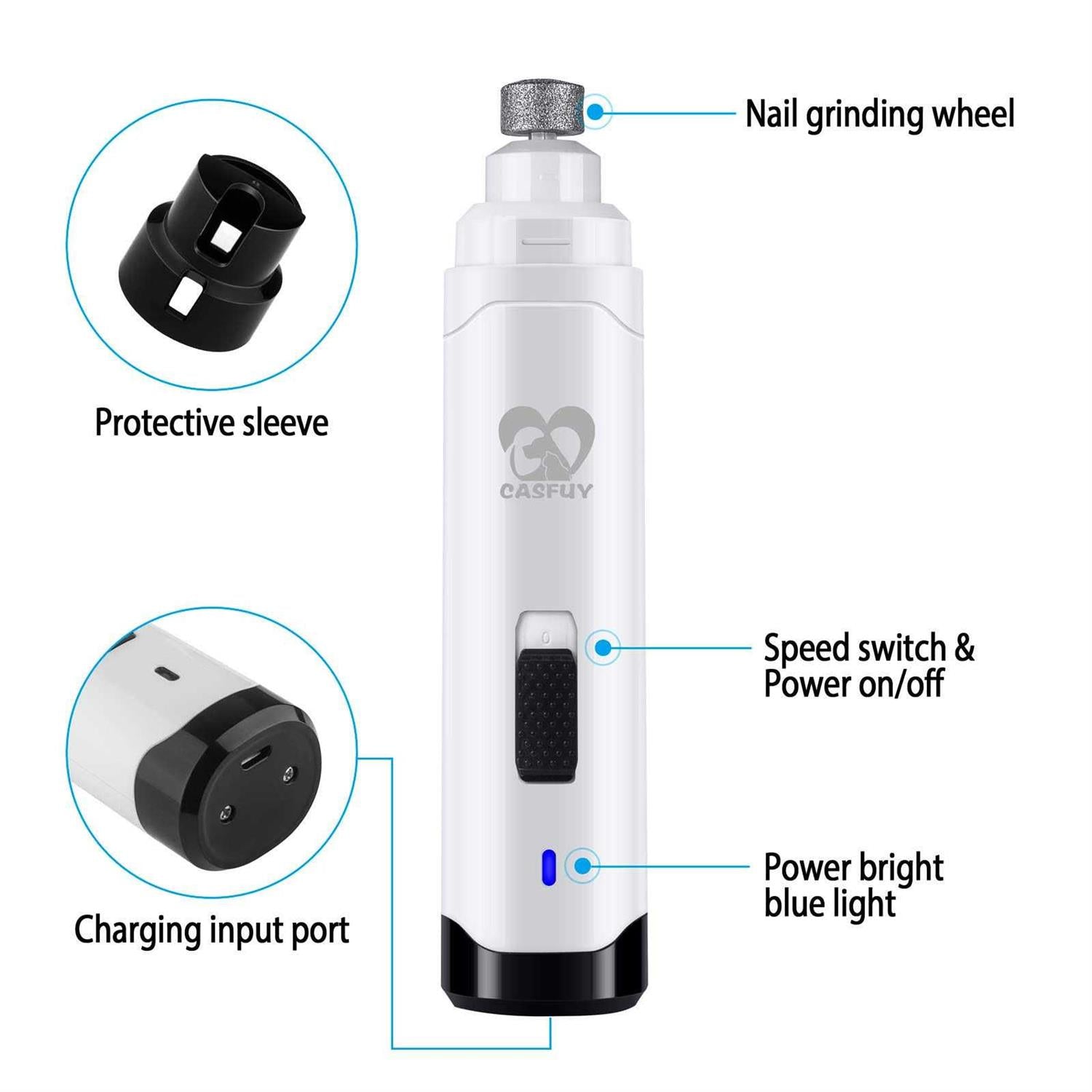 Dog Nail Grinder Electric Rechargeable Pet Nail Trimmer C267