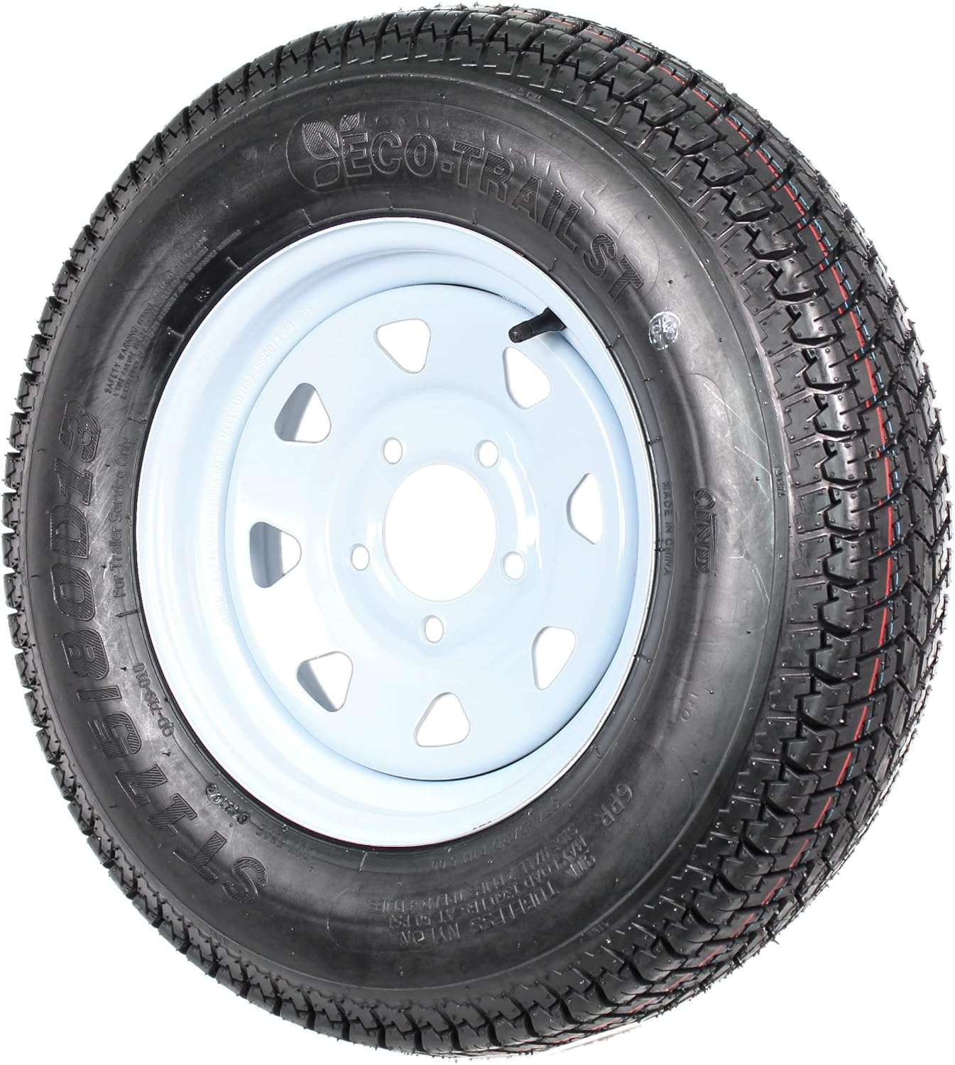 2-Pk Trailer Tire On Rim ST175/80D13 175/80 13 in. LRC 5 Hole White Spoke Wheel R985