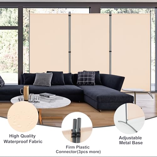 3 Panel Folding Fabric Room Divider, 102" W x 71" H (Black) R846772