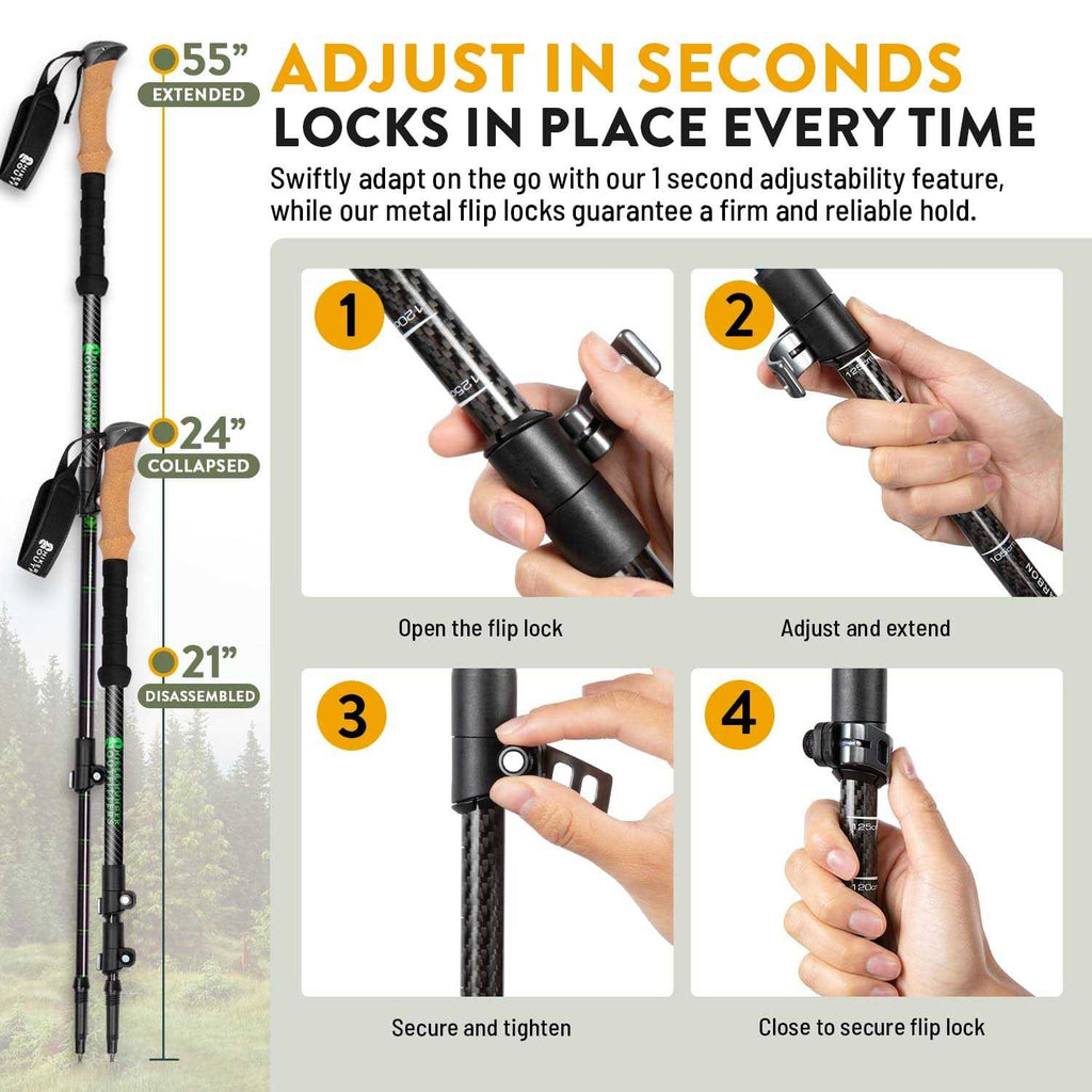 Carbon Fiber Trekking Poles Collapsible Walking R3670