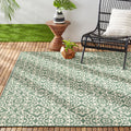 Green/Beige Geometric Indoor/Outdoor Area Rug, 5'2"x7'2" W794