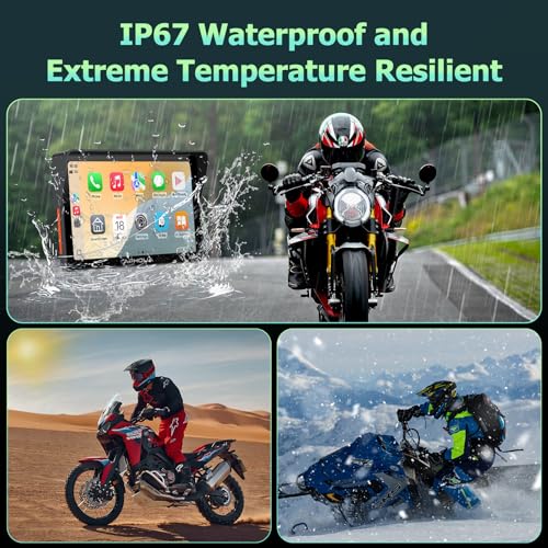 7-Inch Motorcycle GPS Navigation System with Apple CarPlay & Android Auto, Waterproof Touchscreen, Bluetooth, IP67 Waterproof Q439