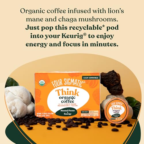 Organic Dark Roast Coffee with Lion’s Mane Mushroom Powder, 24 Count V338554