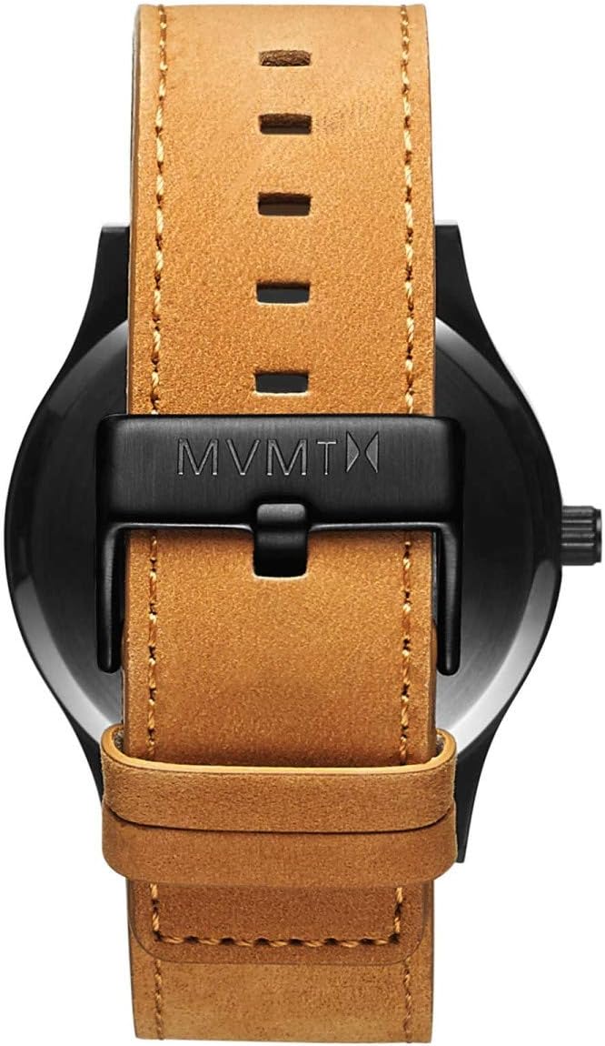 Classic 45 MM Analog Black Tan Watch with Leather Strap O20375