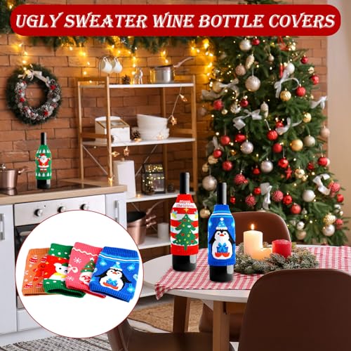 18 Pcs Christmas Knit Bottle Covers Thermocoolers for Cans Soda Beverages O455020