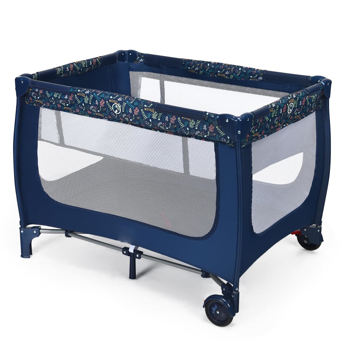 Blue Foldable Baby Playard with Bassinet and Carry Bag B737