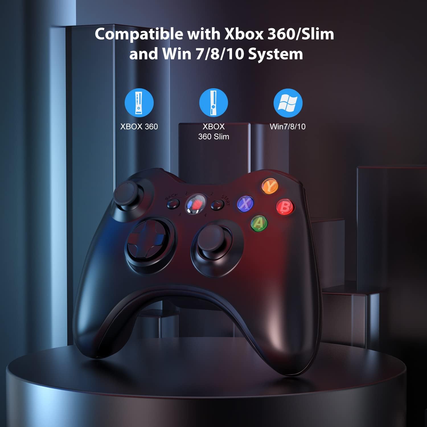 Black Wireless Controller for Xbox 360 and PC V1945