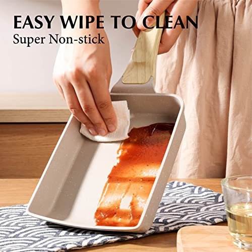 Nonstick Granite Omelette Pan with Spatula, 6" x 7" (Grey) T142142