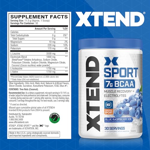 Blue Raspberry Ice BCAA Powder with Electrolytes - 30 Servings L2484