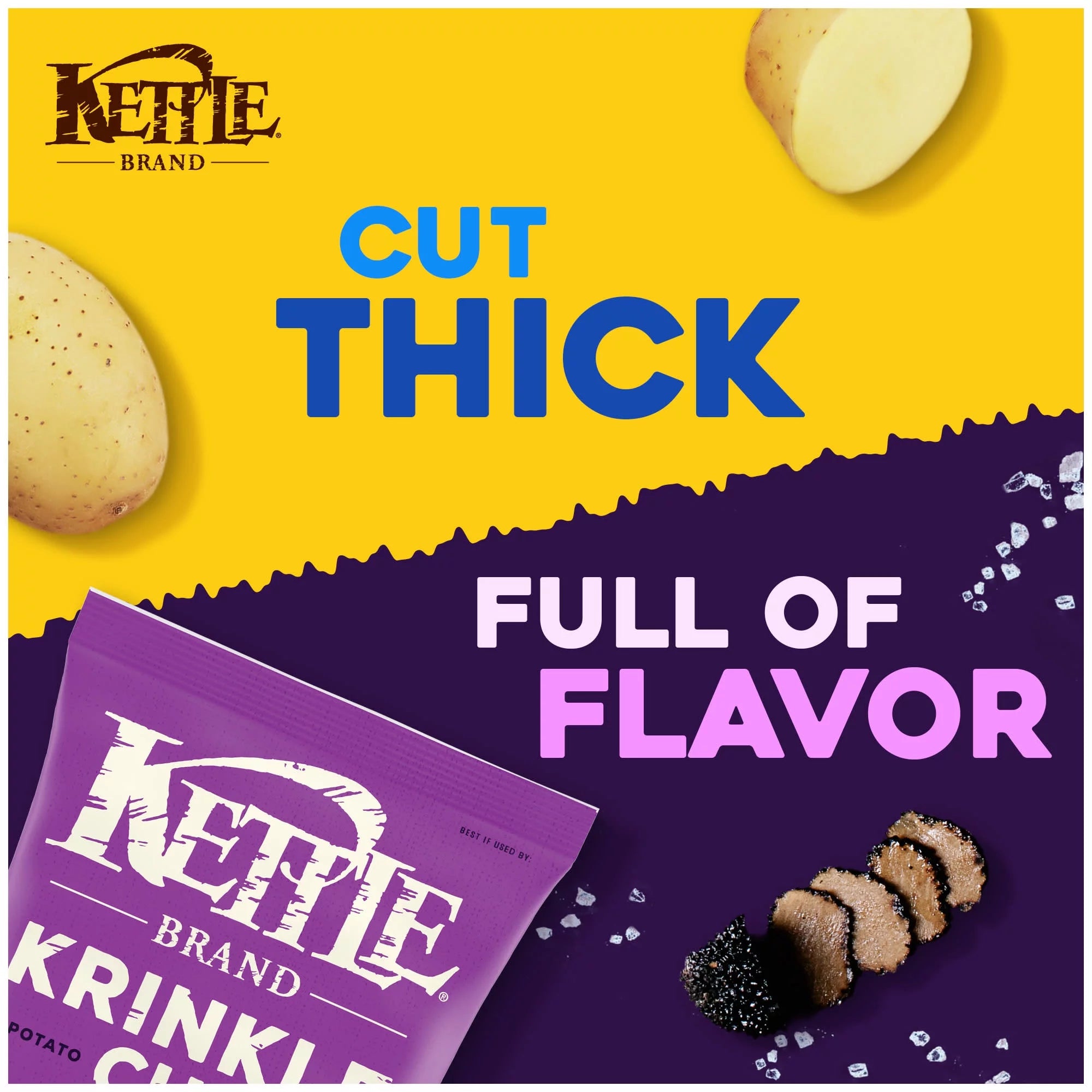 Krinkle Cut Truffle Oil and Sea Salt Kettle Chips, 8.5 oz V697214