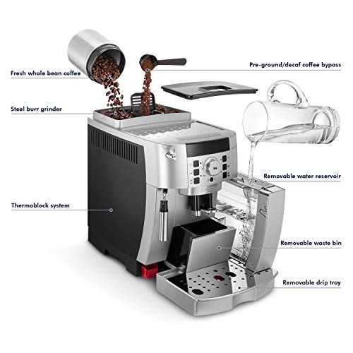 Fully Automatic Espresso Machine, Silver and Black H927