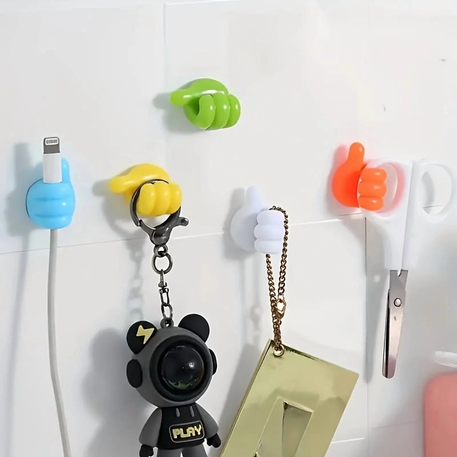 10 Pcs Silicone Wall Hook Adhesive Cable Clip Key Hanger Q36726