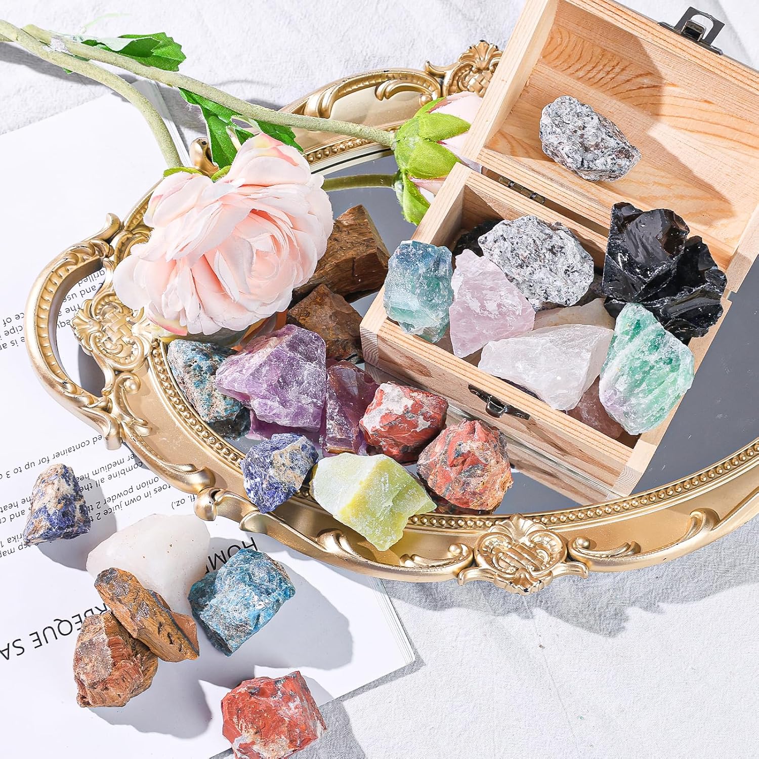 3LB Assorted Natural Stone Mix Raw Gemstone Rough Stones Crystals D126543