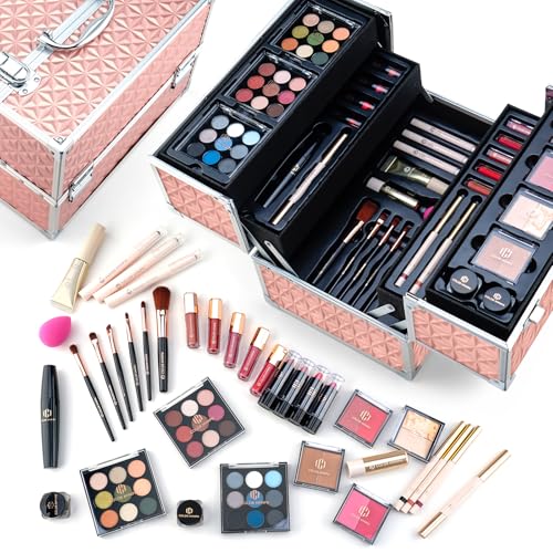 Professional Makeup Set with Storage Train Case, Pink K231123