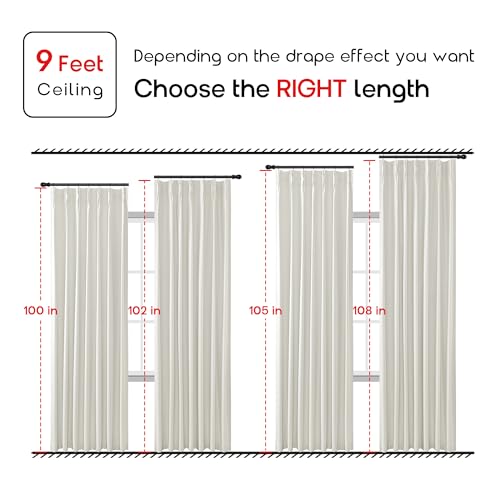 Grey Light Sun Blocking 84 Inches Long Linen Pinch Pleated Blackout Curtains 2 Panels Set I6509