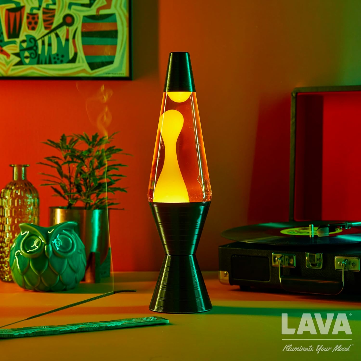 14.5'' Yellow Wax and Orange Liquid Motion Light P2324