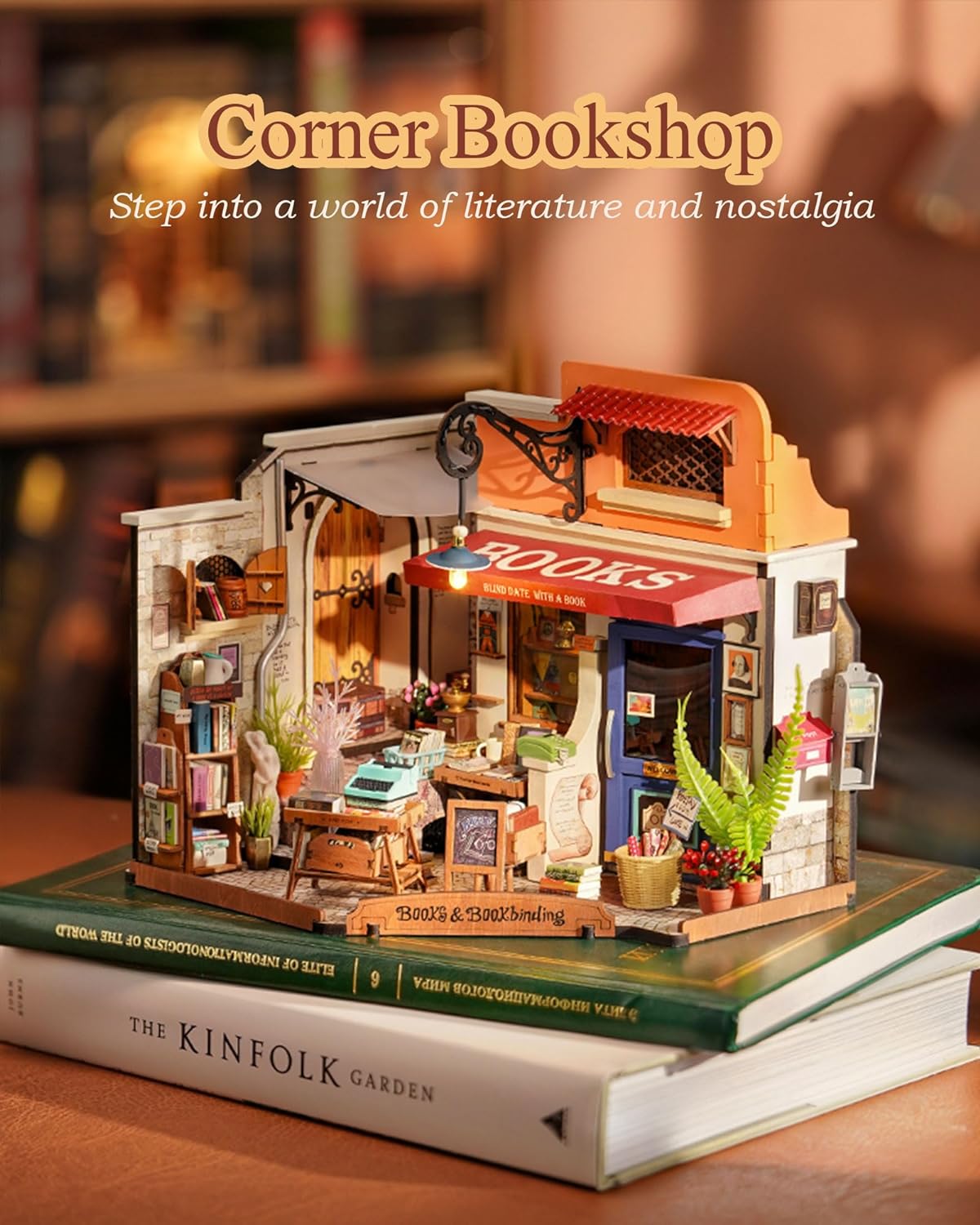 DIY Miniature House Kit 1:20 Scale Bookstore with LED Lights I104