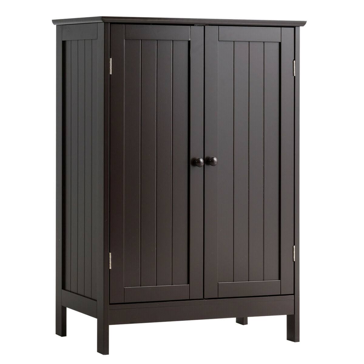 Brown Double Door Bathroom Floor Storage Cabinet F64470