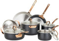 11 piece 3-Ply Black Copper Cookware Set with Glass Lids Y84499