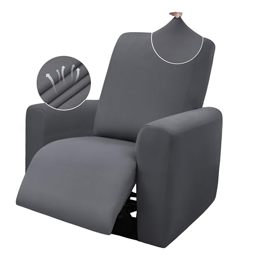 Dark Grey 3 Seat Stretch Recliner Sofa Covers 8-Pieces Non Slip Washable G534161