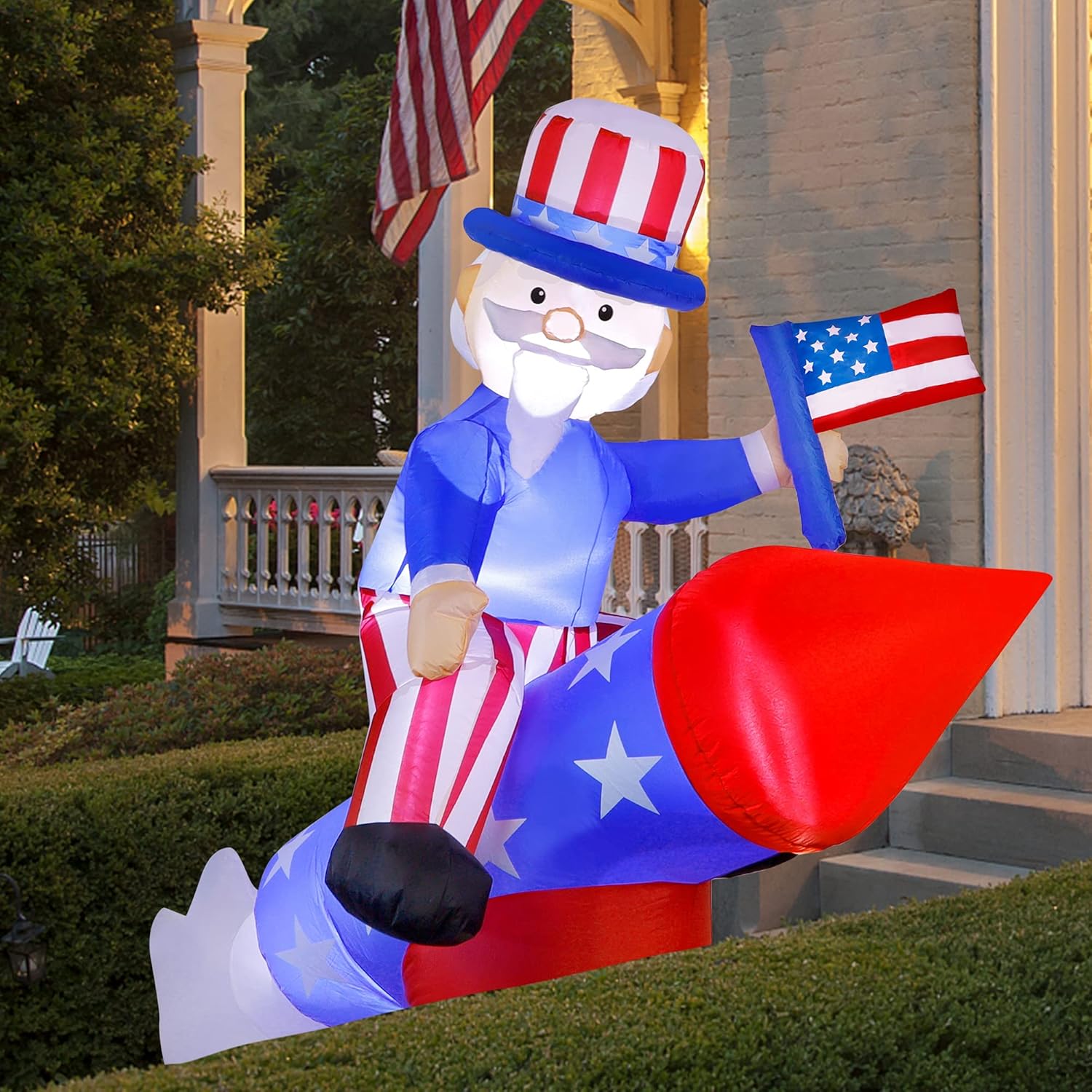 5.6 FT Inflatable Uncle Sam on Rocket with LED R288928