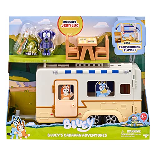 Bluey Caravan Playset with 2.5-3 inch Figures, Camper Van, 2 Figures, 5 Accessories, 1 Sticker Q216