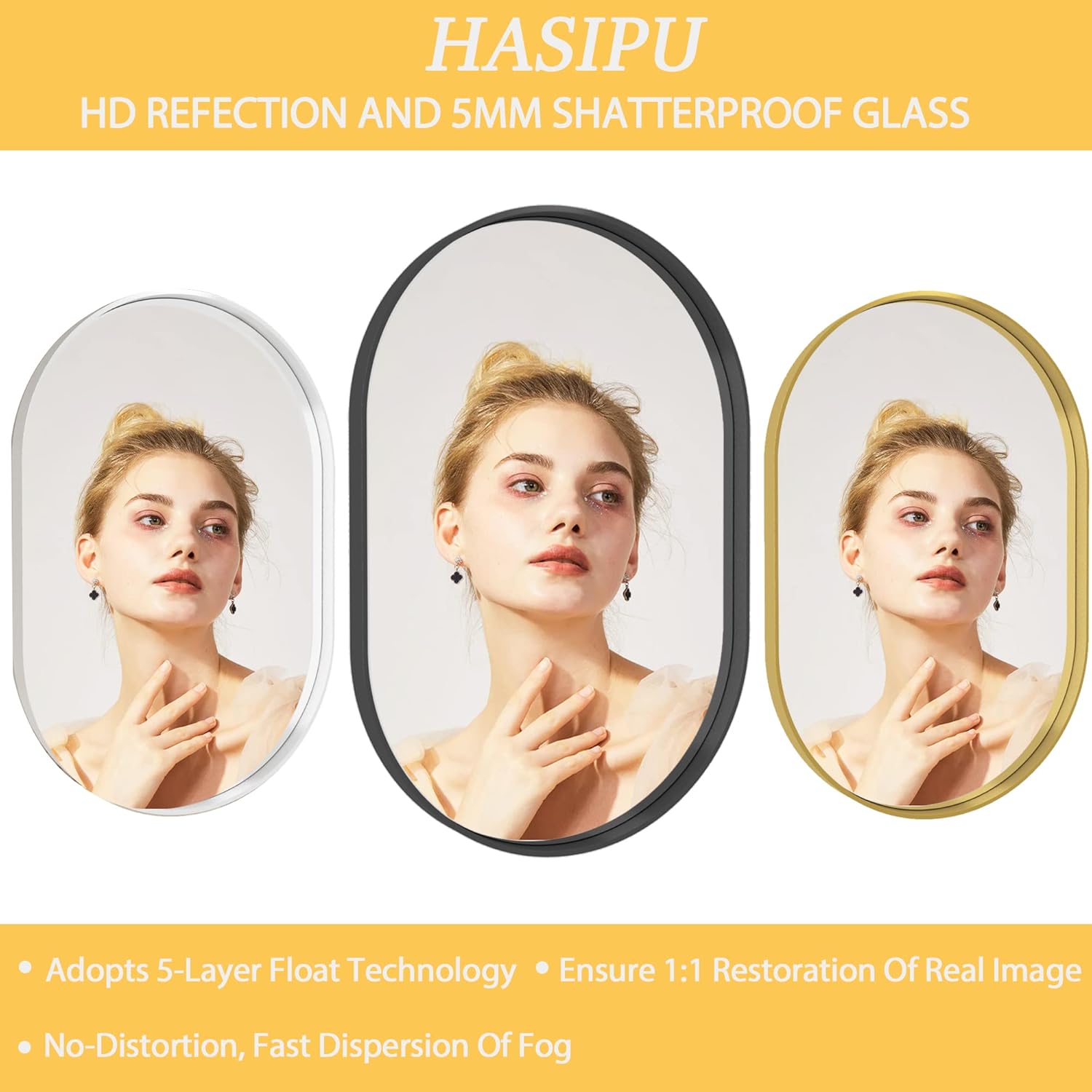 Gold Metal Frame Oval Wall Mirror M99472