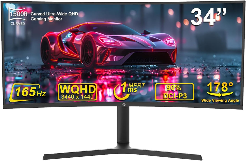 34 Inch Ultrawide Curved UWQHD 165Hz Frameless Gaming Monitor L964426